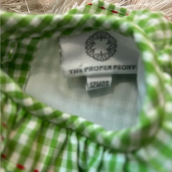 Green Gingham Kids One Piece - Picture 3 of 3